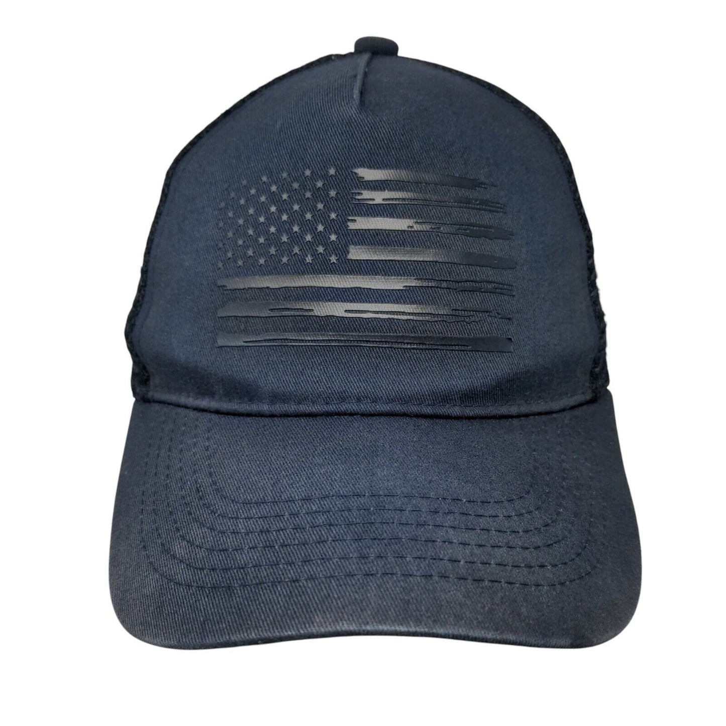American Flag Snapback Trucker Hat Blue OSFA Adjustable Patriotic Mesh Back