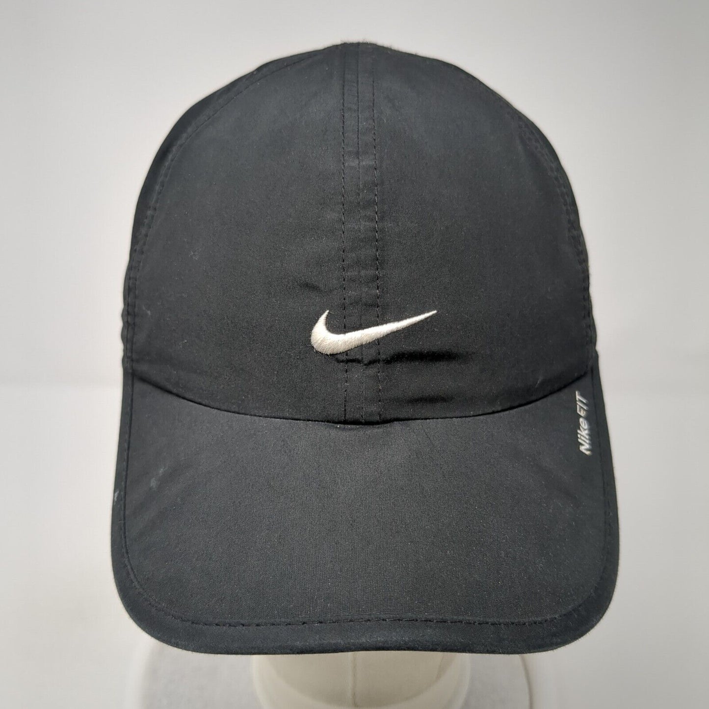 NikeFIT Strapback Hat Black One Size Adjustable Embroidered Swoosh Logo