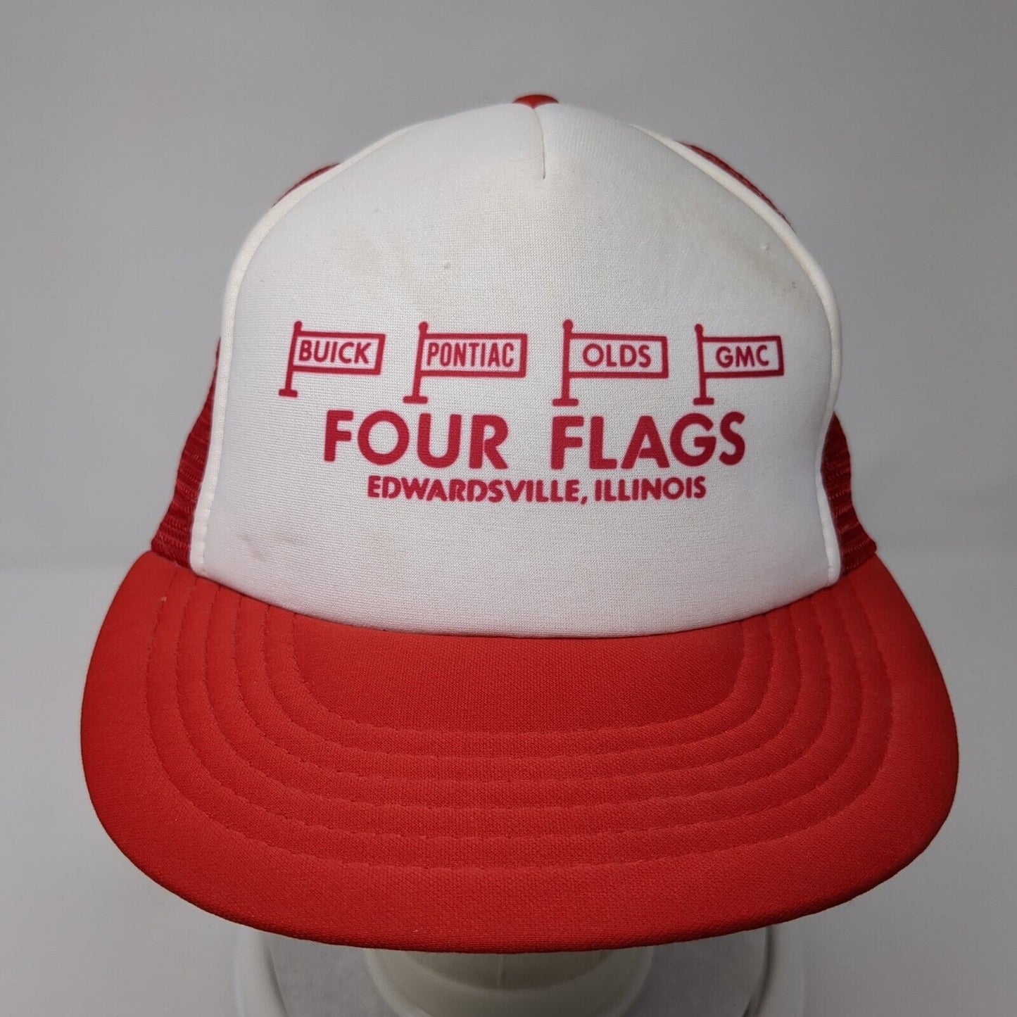 Four Flags Buick Pontiac Olds GMC Snapback Trucker Hat Multi Red OS Mesh Spex