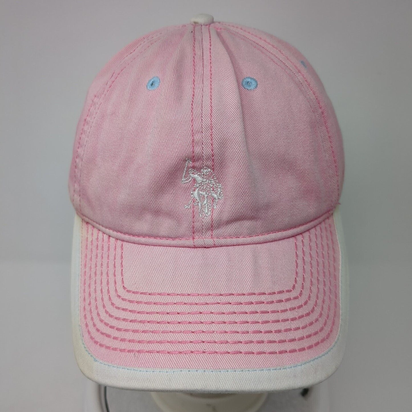 US Polo Assn Slideback Hat Pink One Size Adjustable Embroidered 6 Panel Cotton