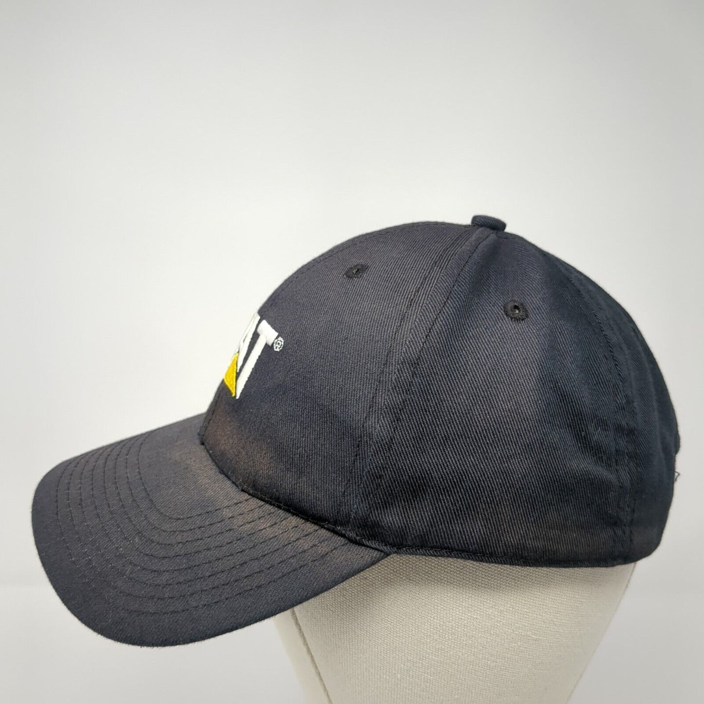 CAT Slideback Hat Black One Size Adjustable Embroidered Vented Holes 6 Panel