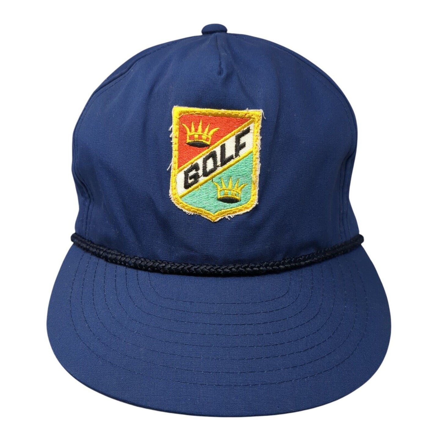 Golf Patch Snapback Hat Blue One Size Adjustable Solid Vent Holes
