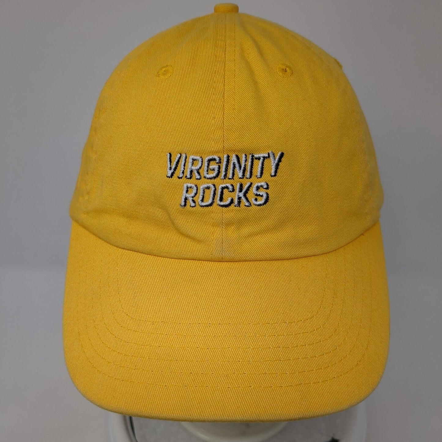 Virginity Rocks Slideback Hat Yellow One Size Adjustable Embroidered 6 Panel