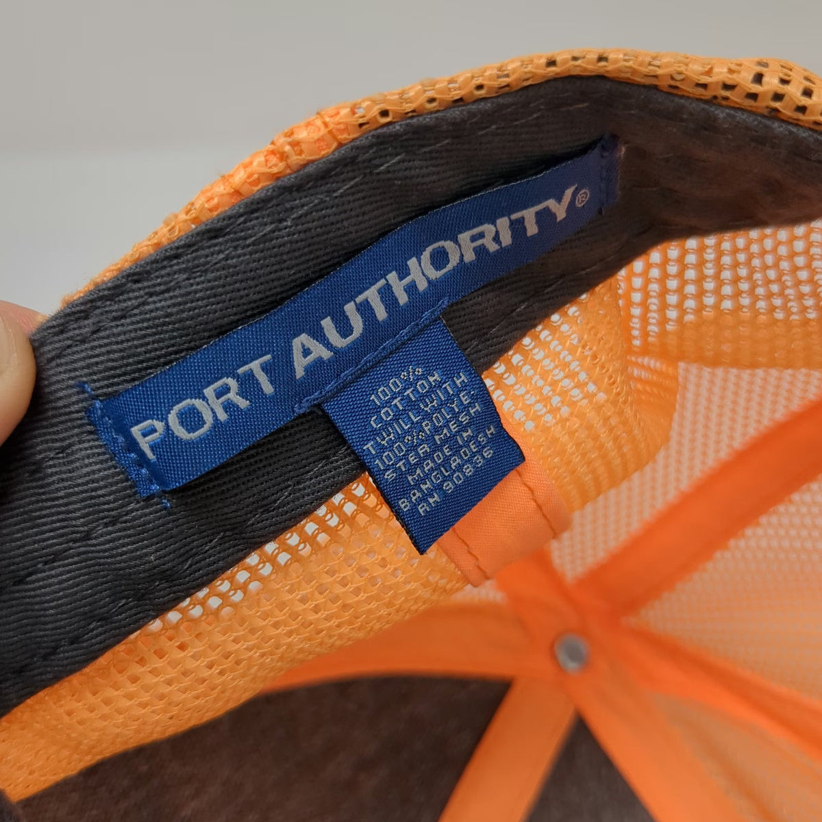 Port Authority Black Orange Trucker Hat One Size Mesh Snapback Beechwood Logo