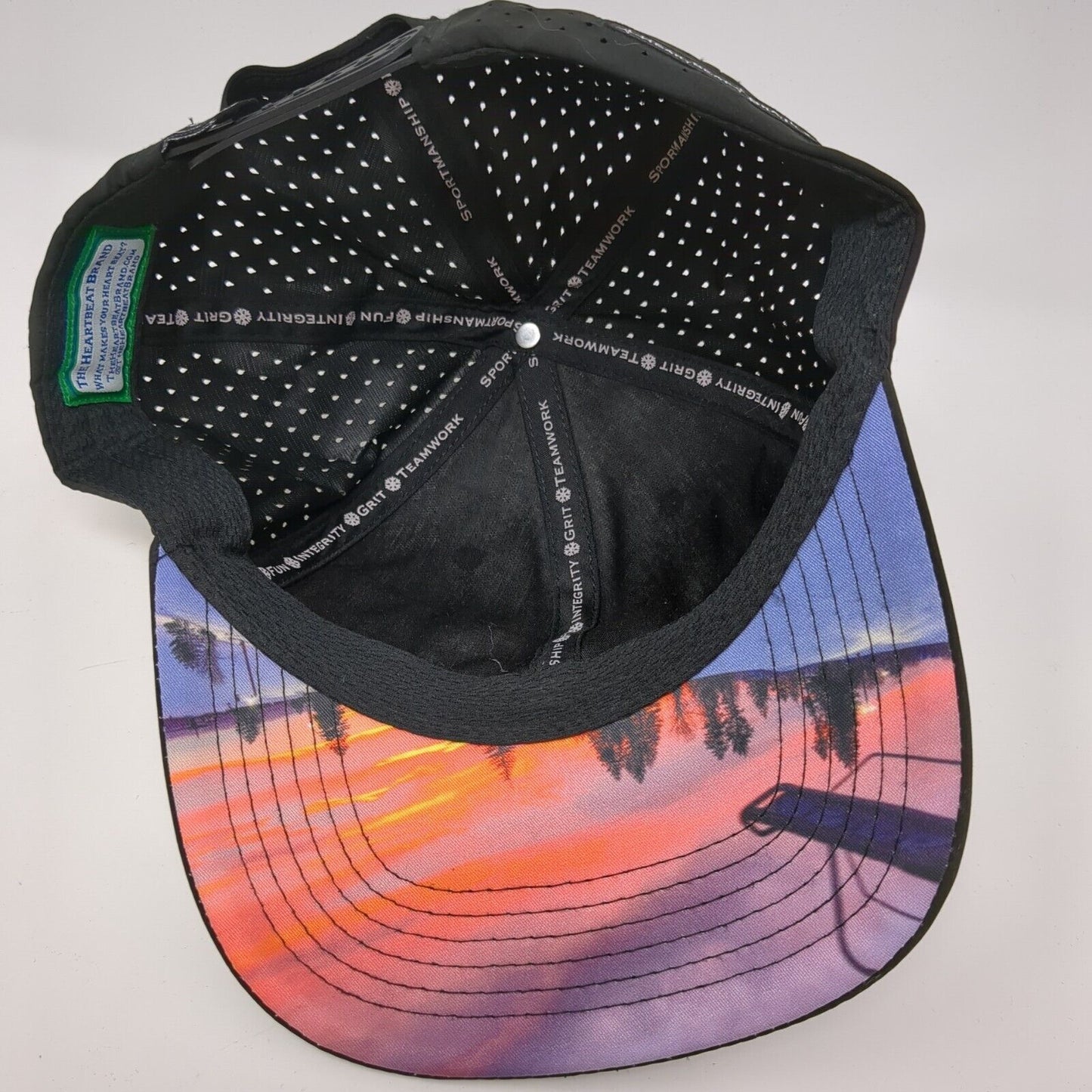 bbsef Snapback Hat Black One Size Adjustable Breathable 6 Panel Heartbeat Brand