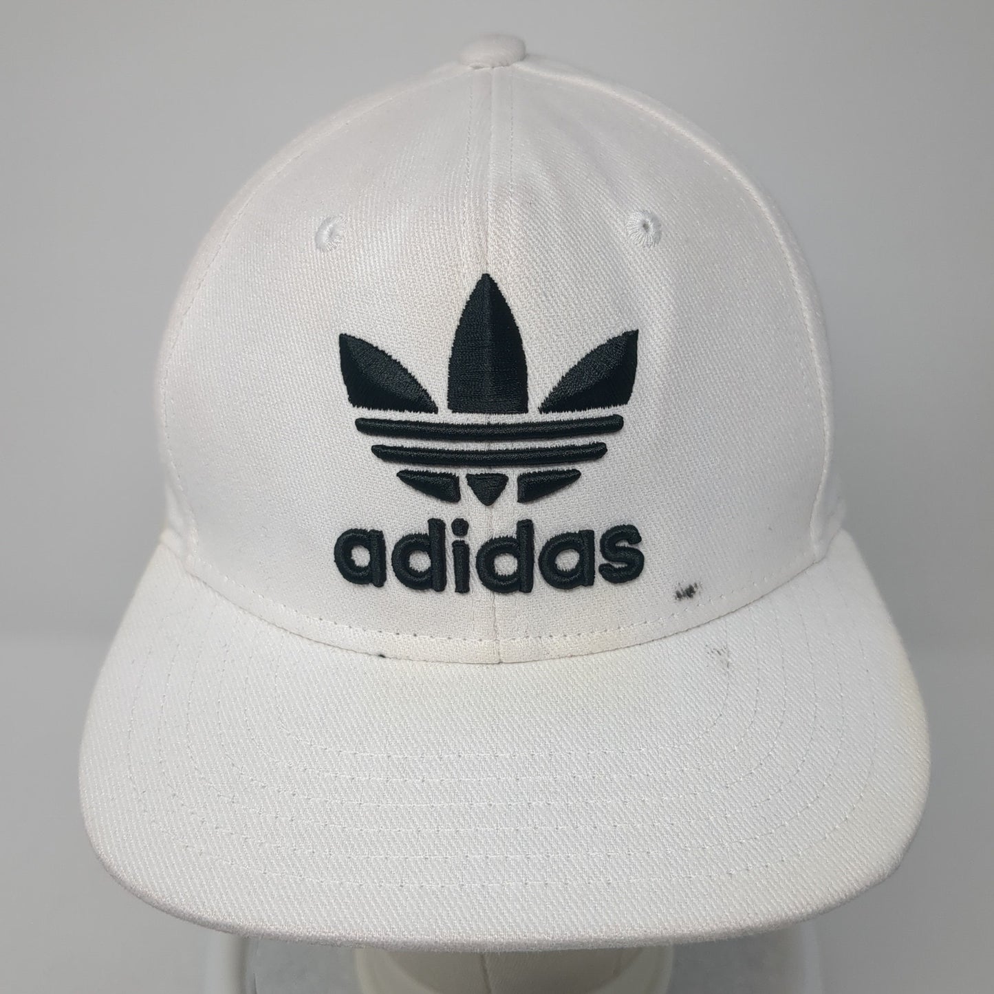 Adidas Snapback Hat White One Size Adjustable Embroidered Trefoil 6 Panel