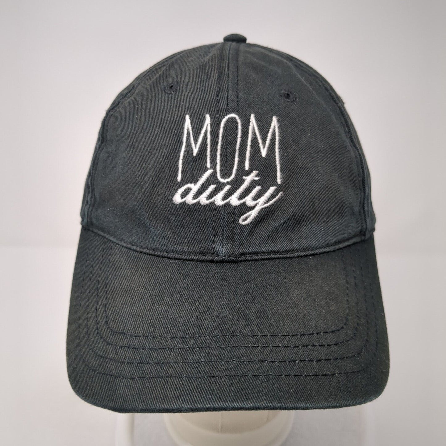 Mom Duty Slideback Hat Black One Size Adjustable Embroidered 6 Panel