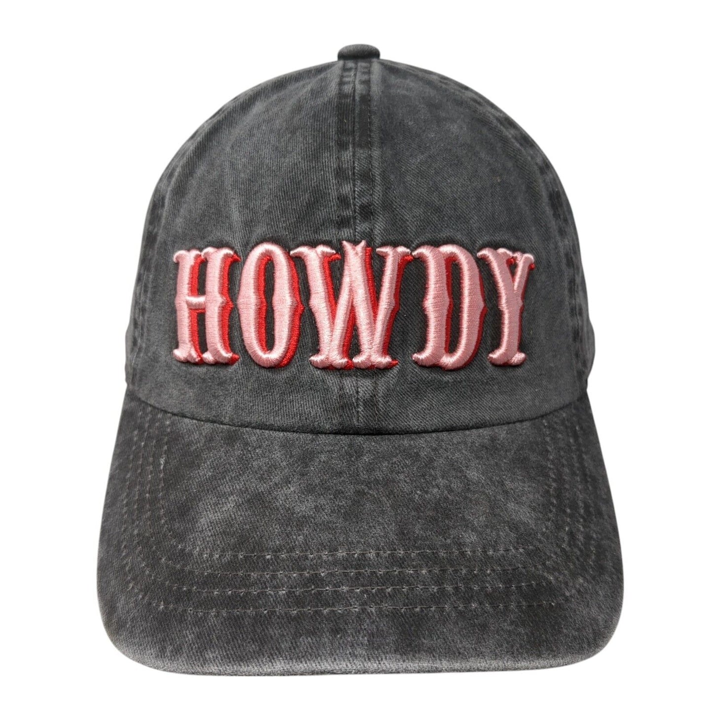 Howdy Slideback Hat Gray One Size Adjustable Embroidered Western 6 Panel