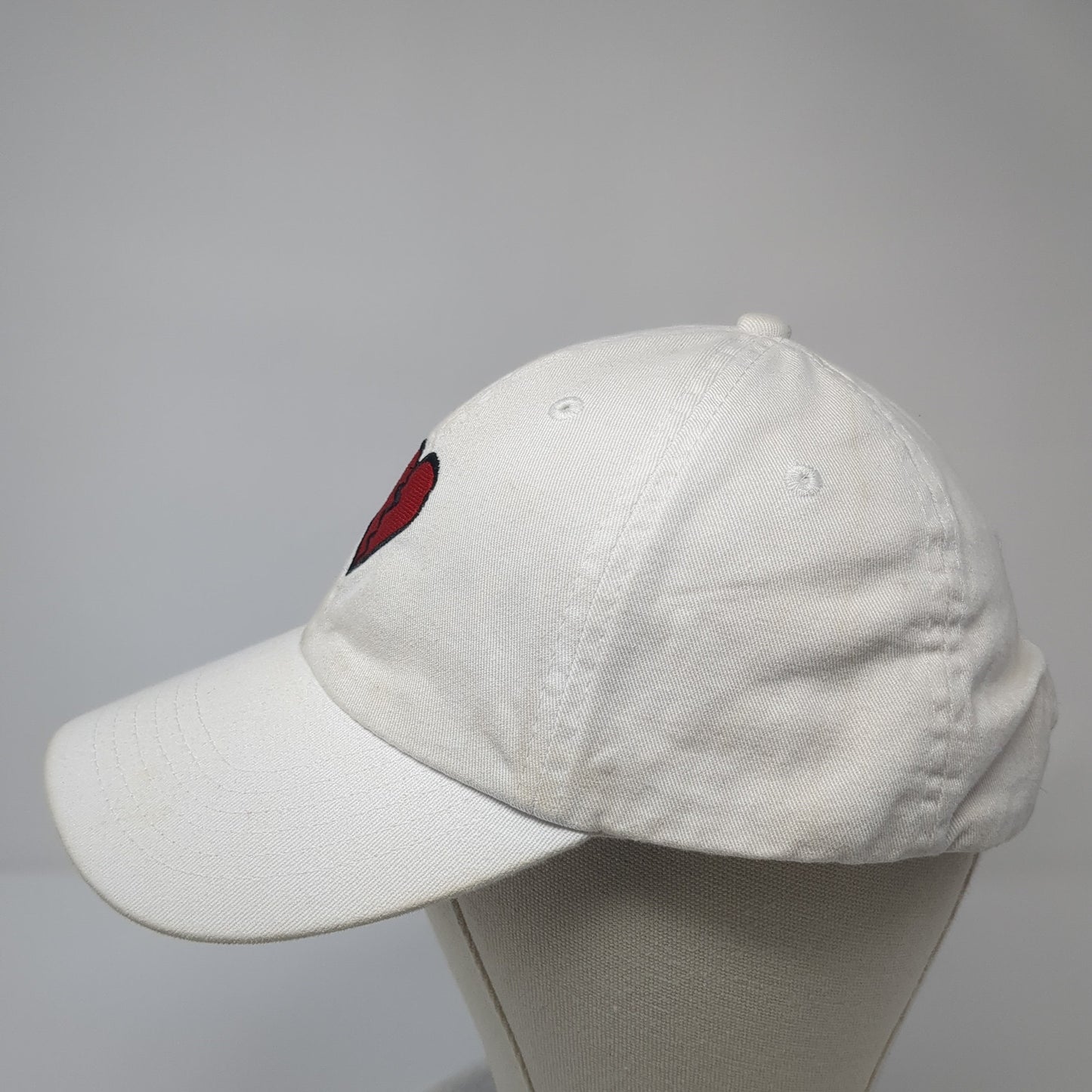 Broken Heart Slideback Baseball Cap White One Size Adjustable Embroidered Cotton