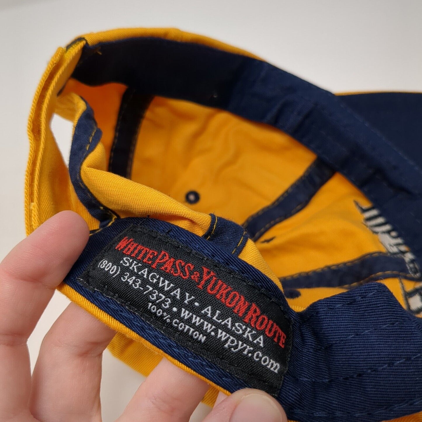 White Pass Strapback Hat Yellow One Size Adjustable Embroidered 6 Panel Cotton