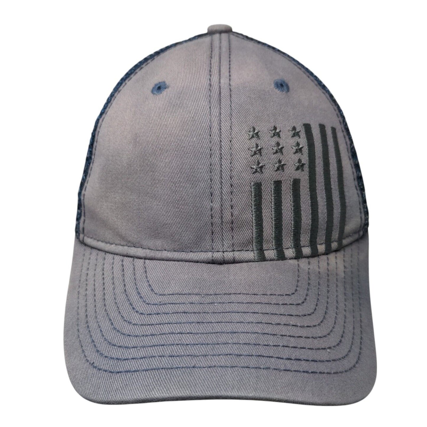 American Flag Snapback Trucker Hat Blue One Size Adjustable Mesh Back Patriotic