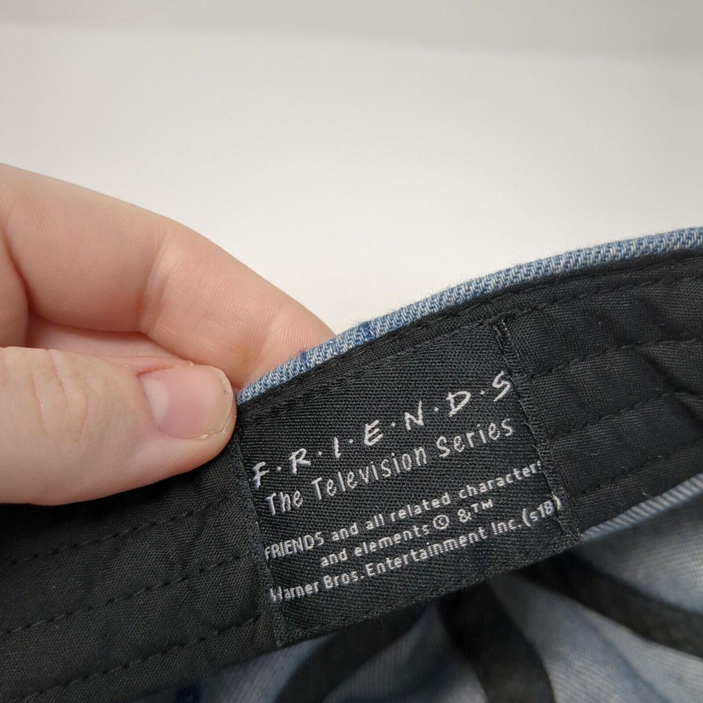 FRIENDS Slideback Hat Blue One Size Adjustable Embroidered Denim Warner Bros.