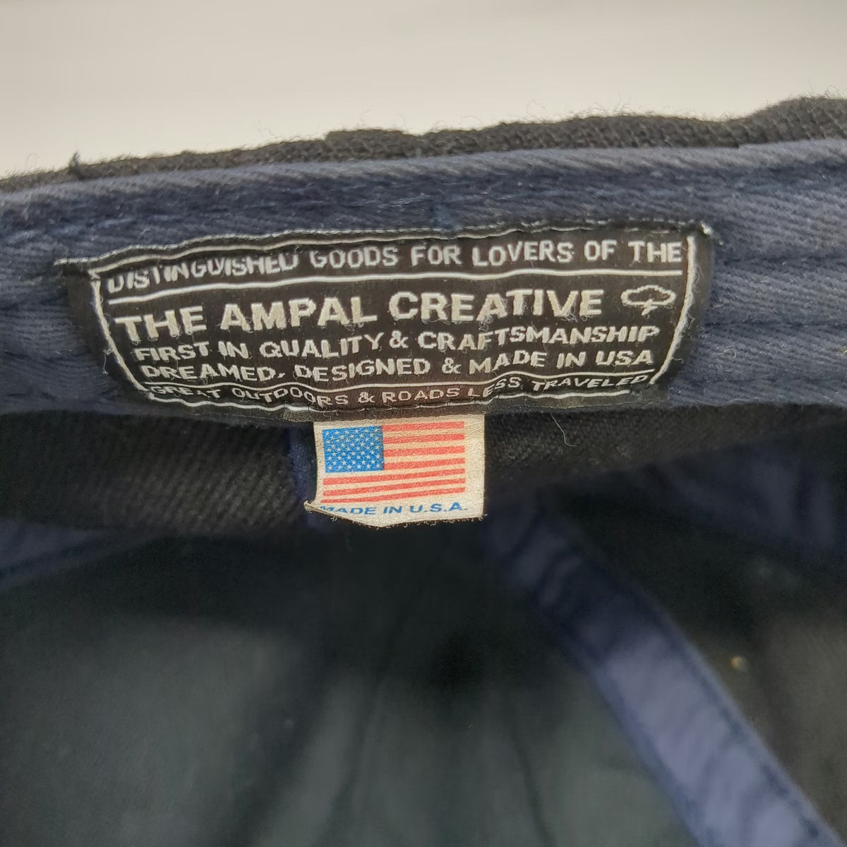 The Ampal Creative 5 Panel Black One Size Hat Gold Embroidery USA Weather