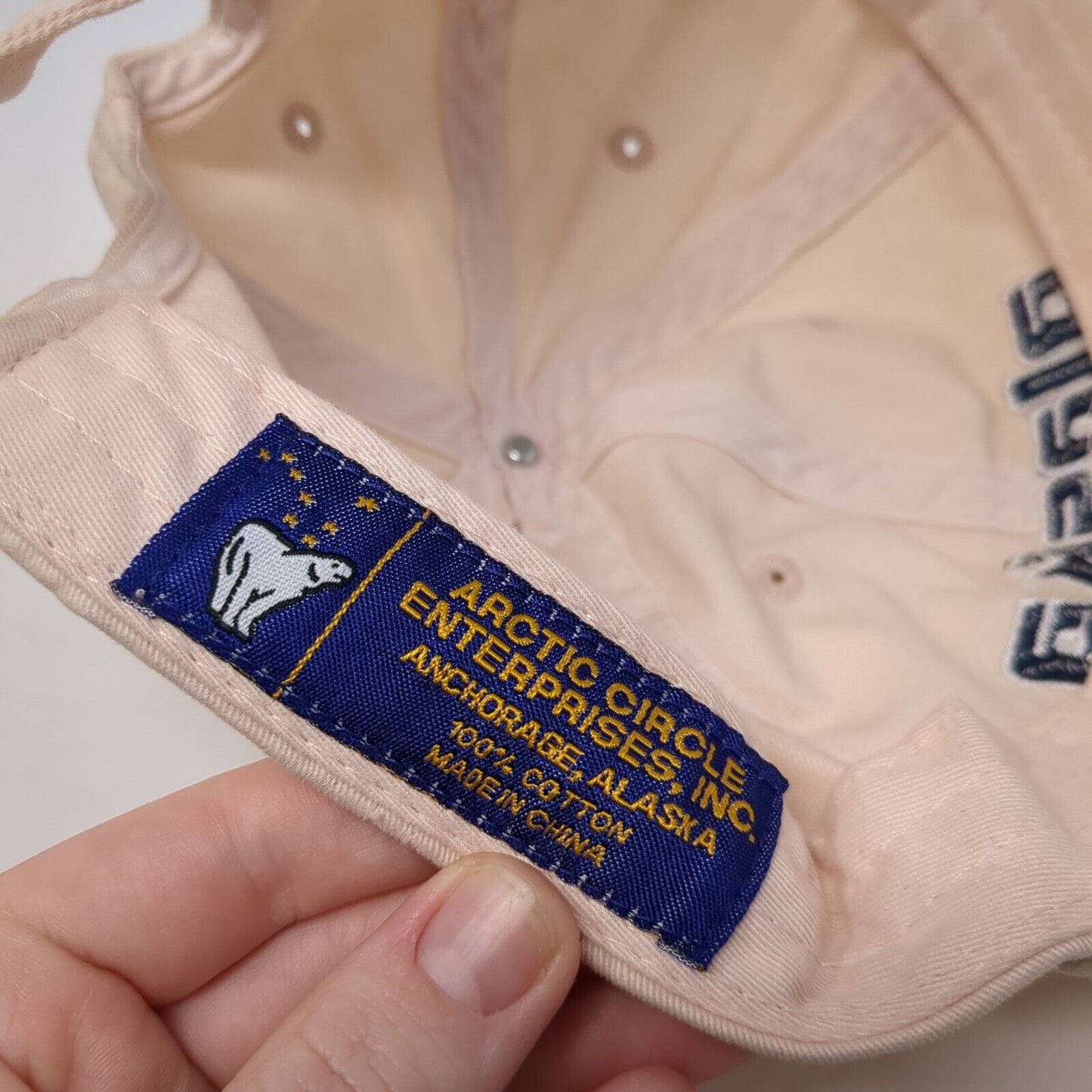 Alaska Spell Out Slideback Hat Tan One Size Adjustable Embroidered