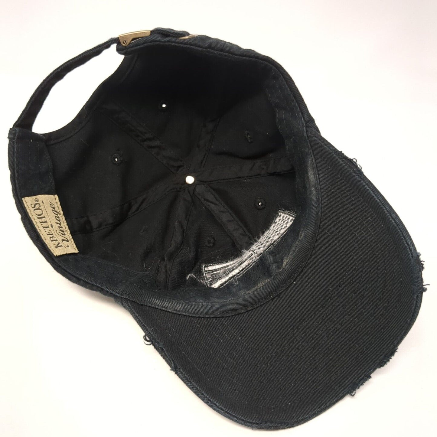 USA Flag Slideback Hat Black One Size Adjustable Distressed Patriotic KB ETHOS