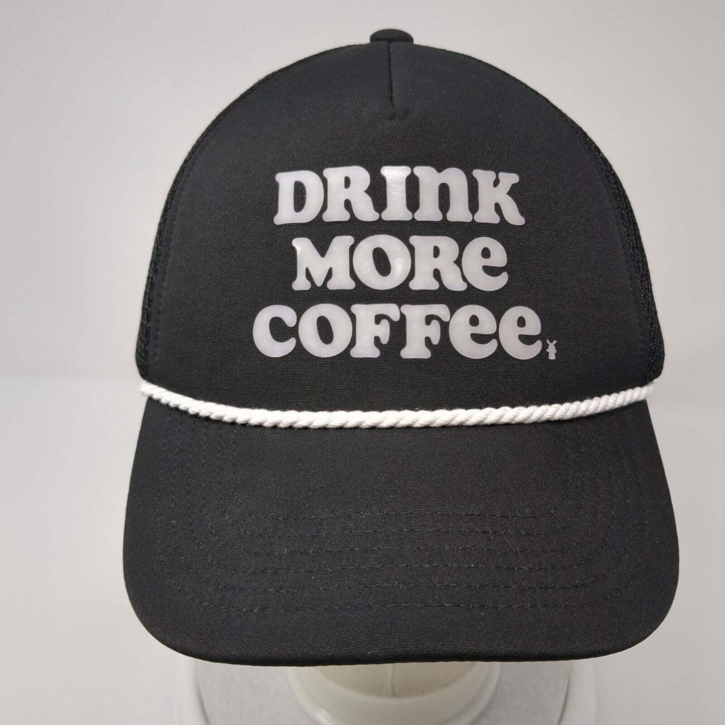Drink More Coffee Snapack Rope Trucker Hat Black One Size Dutch Bros