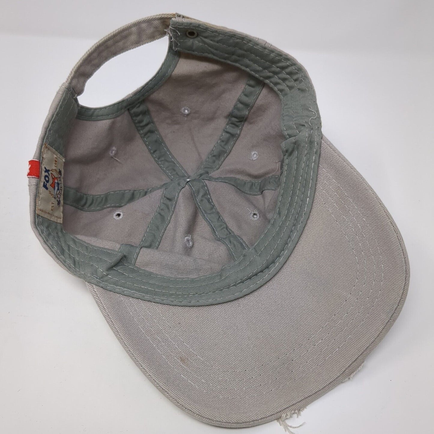 Amsterdam Slideback Hat Tan One Size Adjustable Embroidered Distressed Fox Head