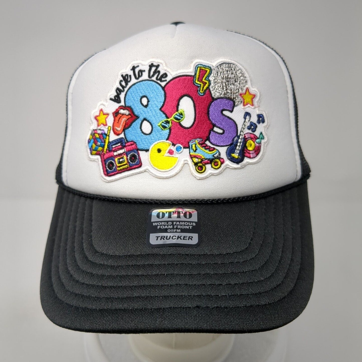 Back To The 80's Snapback Trucker Hat Black One Size Adjustable Embroidered Otto