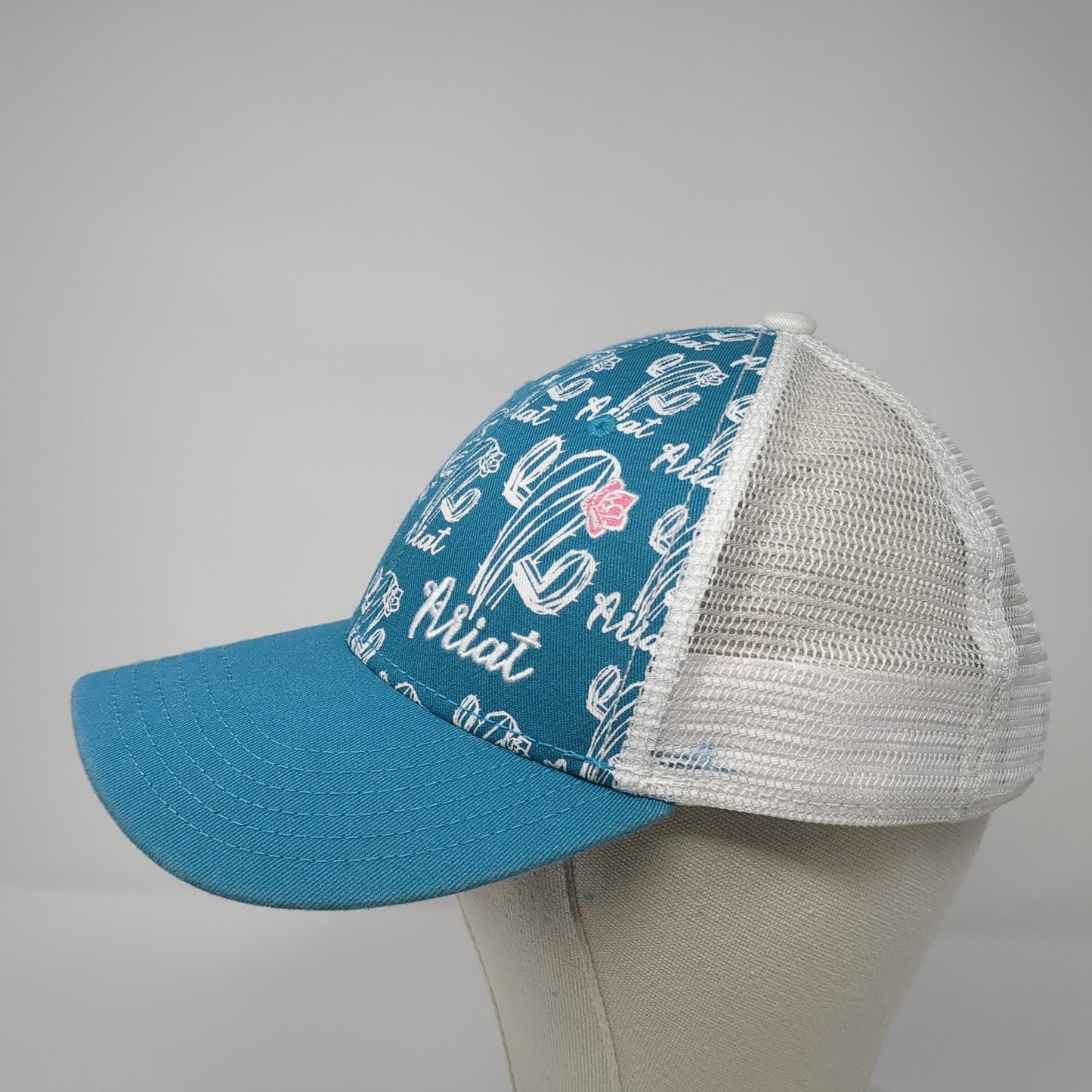 Ariat Ponytail Trucker Hat Blue One Size Adjustable Breathable Mesh Back
