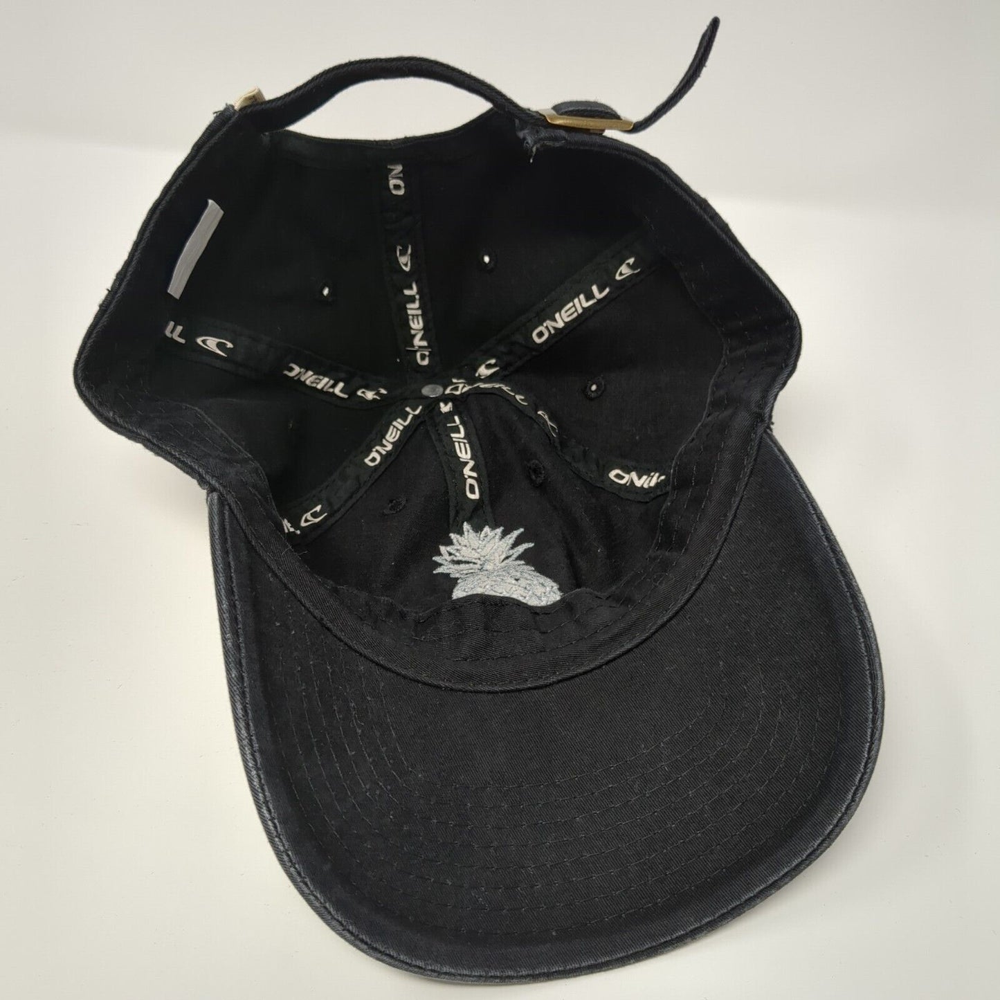 Pineapple Slideback Hat Black One Size Adjustable Embroidered O'Neill Cotton