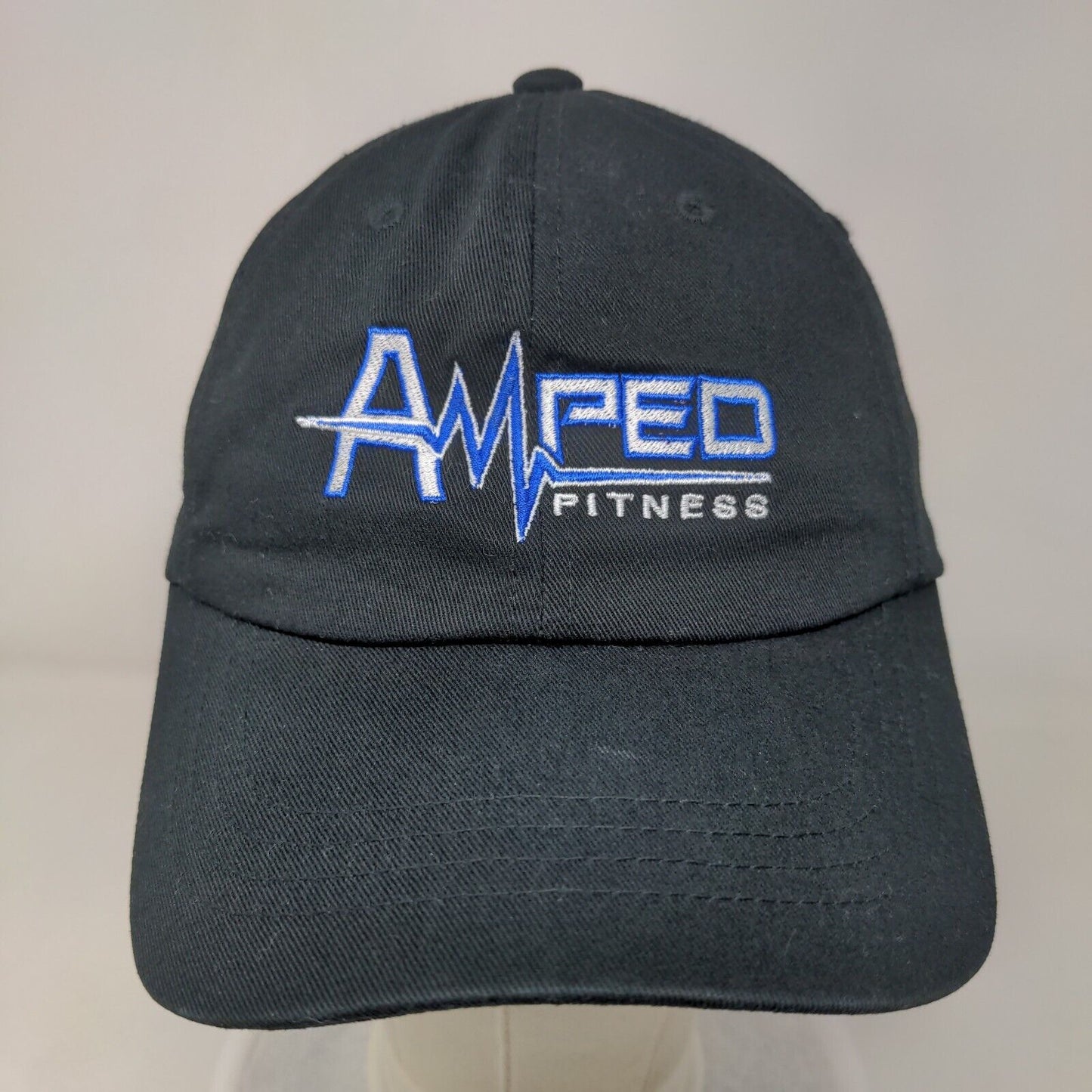 Amped Fitness Slideback Hat Black One Size Adjustable Embroidered Yupoong