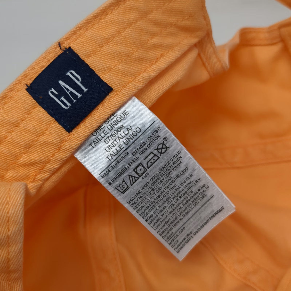 Gap Baseball Cap Orange One Size Adjustable Slideback Cotton Hat Solid Blank