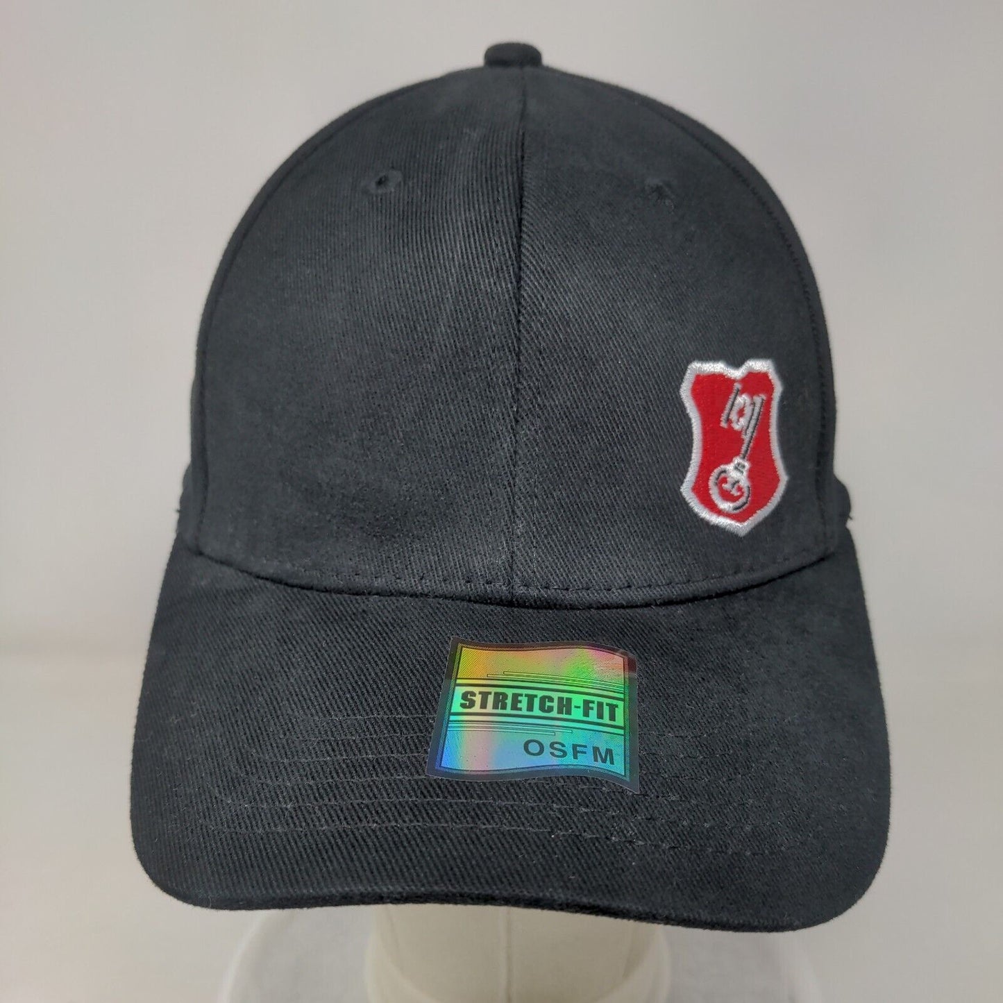 Beck's Key Fitted Hat Black OSFA Embroidered Stretch Fit Vent Holes