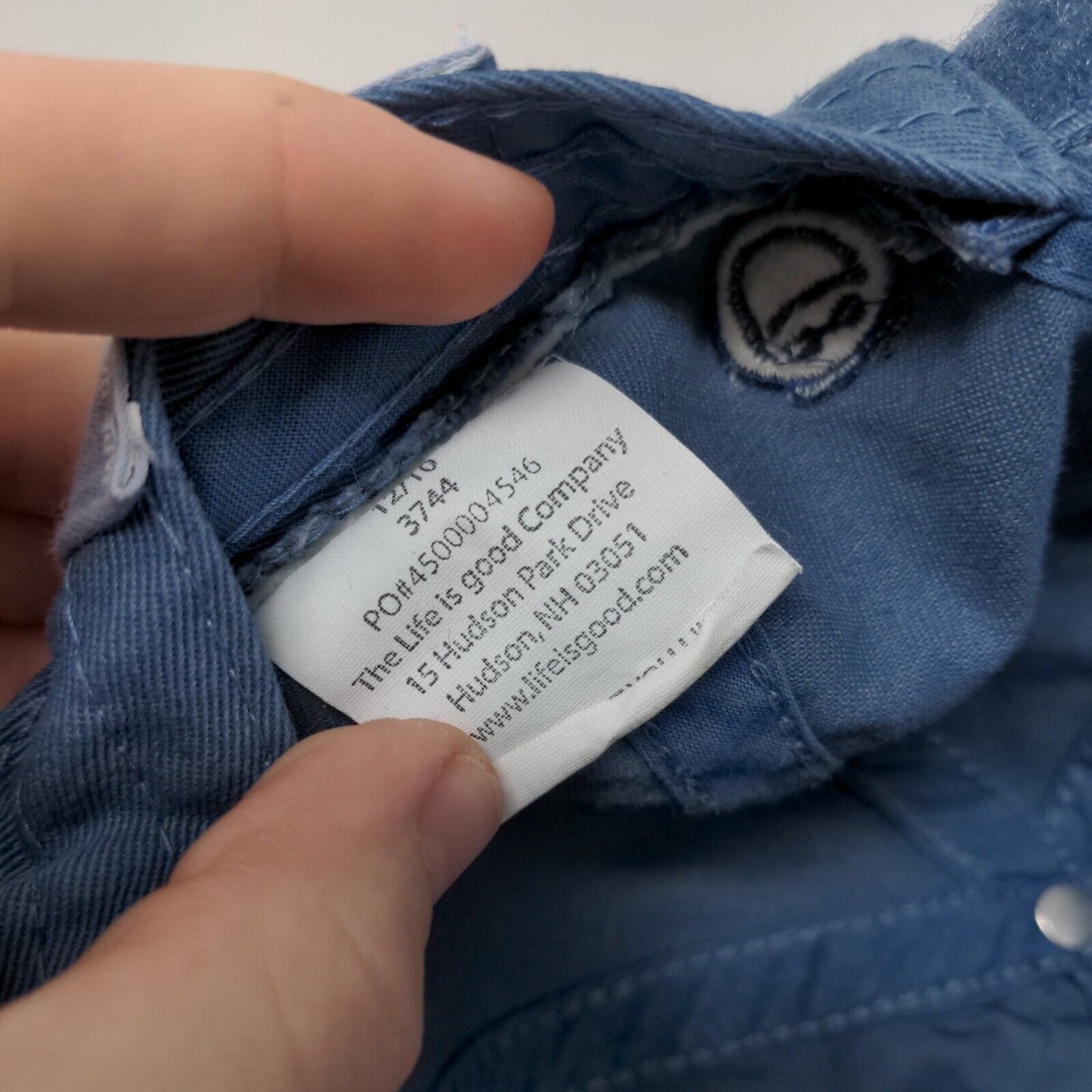 Life is Good Baby Strapback Hat Blue 2-4T Adjustable Embroidered 6 Panel Cotton