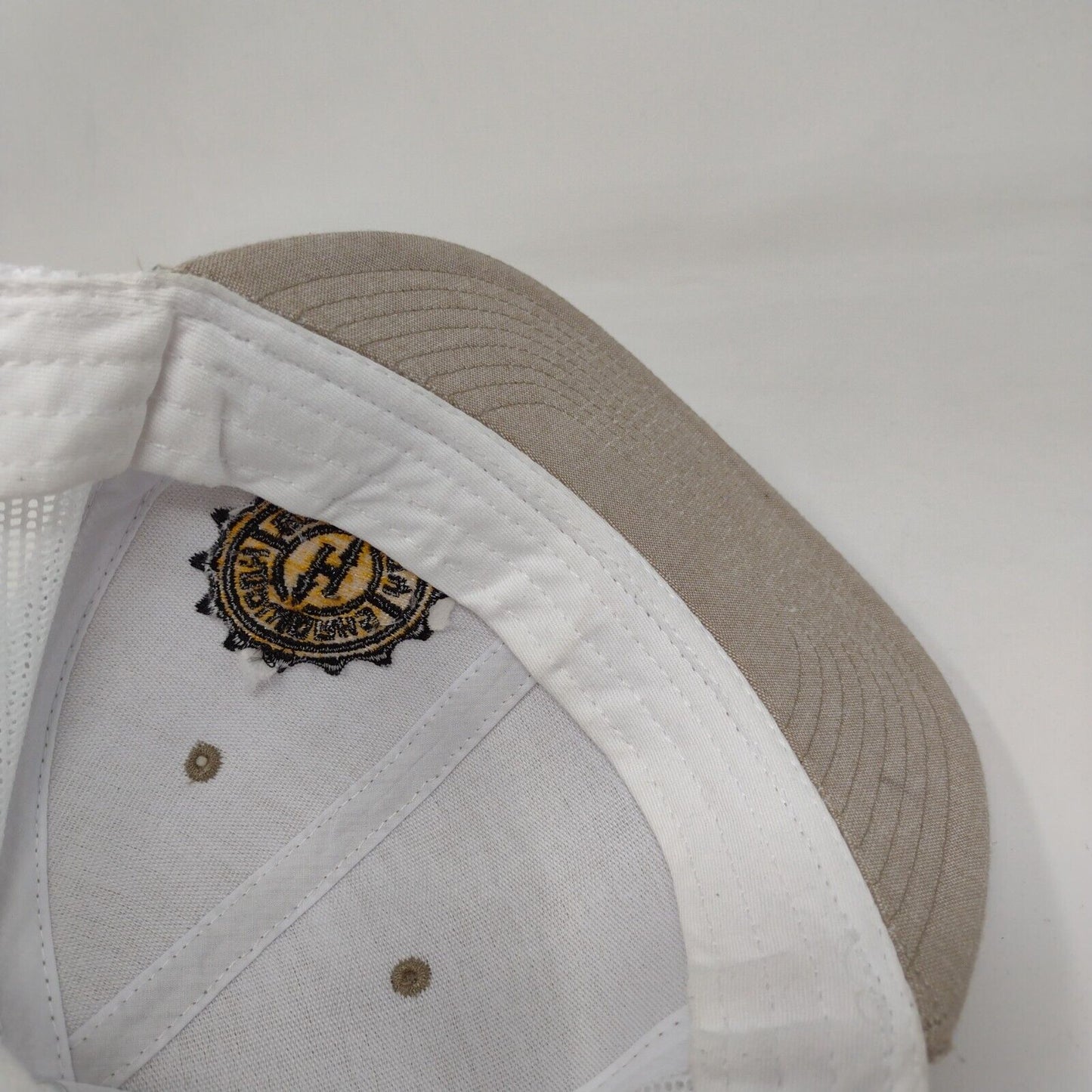 Hopworks Brewery Snapback Trucker Hat Tan OSFM Adjustable Mesh Back Otto