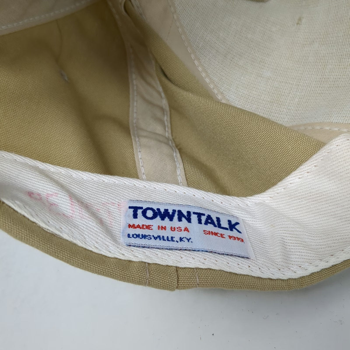 Towntalk Trucker Beige Hat One Size Rope Green Underbrim Slideback Made USA