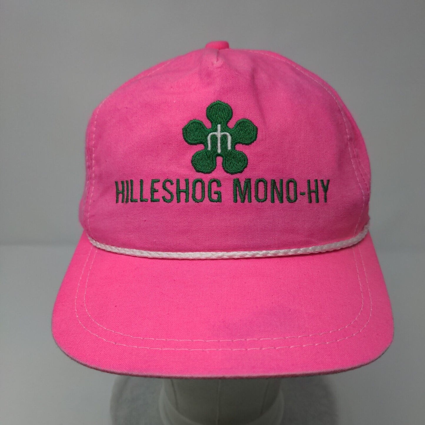 Hilleshog Mono-hy Slideback Hat Pink OSFA Adjustable Embroidered 6 Panel Rope
