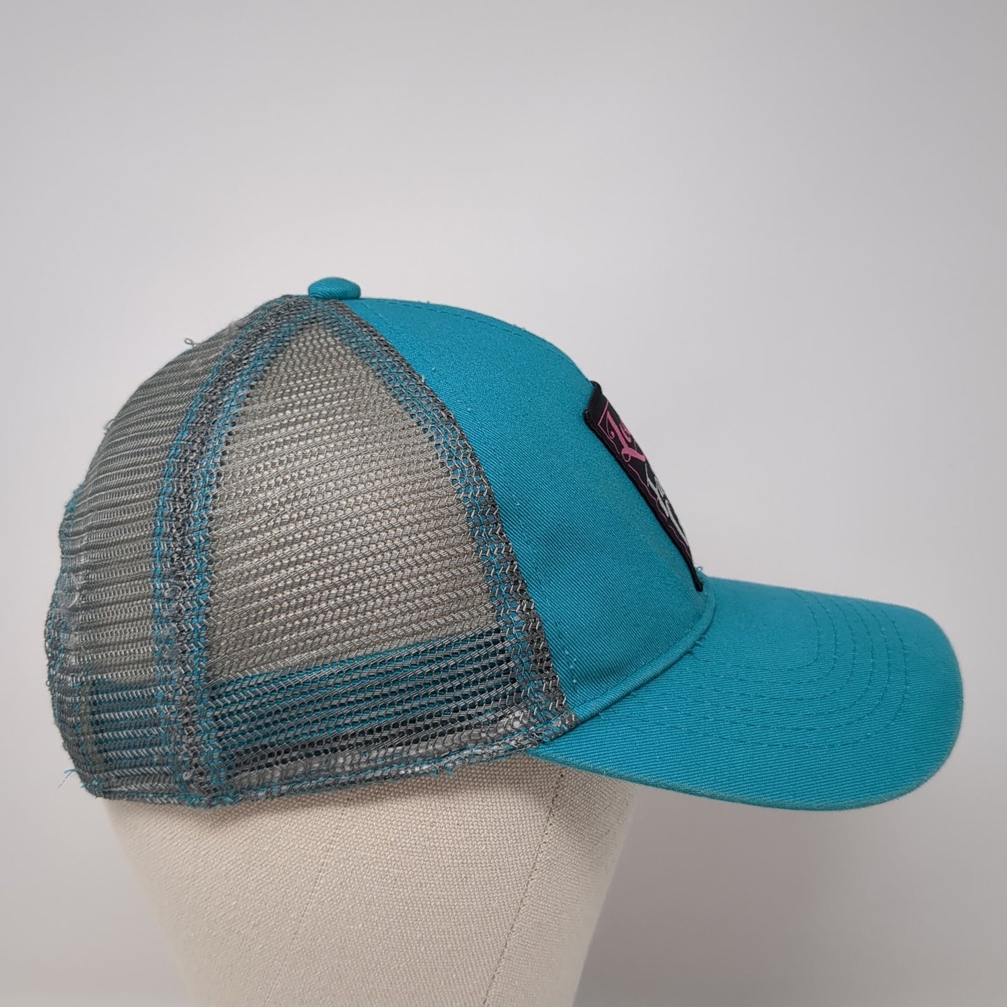 Locally Grown Farm Girl Snapback Trucker Hat Blue One Size Mesh Back