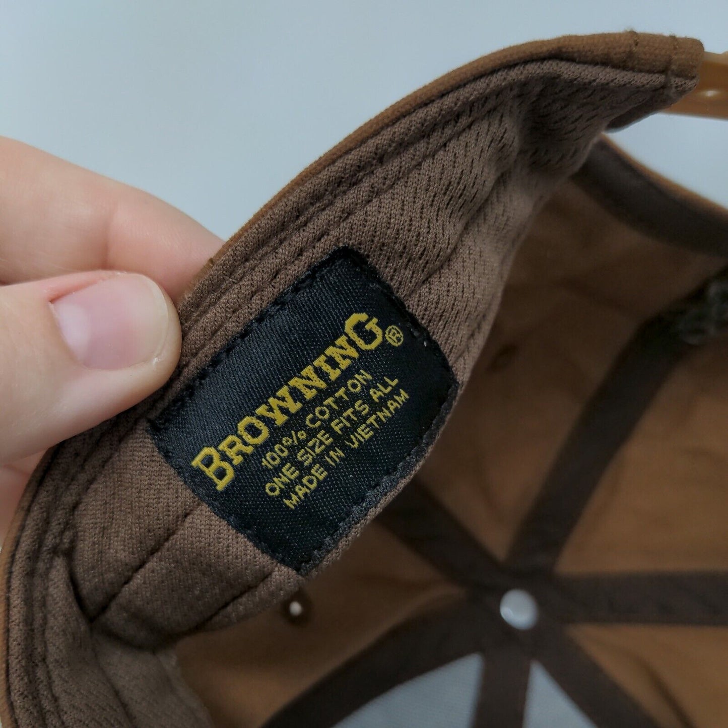 USA Flag Patch Snapback Hat Brown OSFA Vent Holes 6 Panel Browning