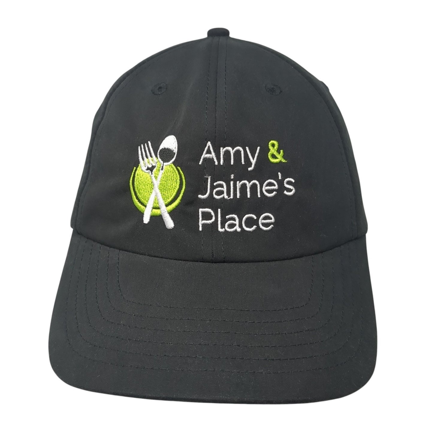 Amy & Jaime's Place Strapback Hat Black One Size Adjustable Embroidered 6 Panel