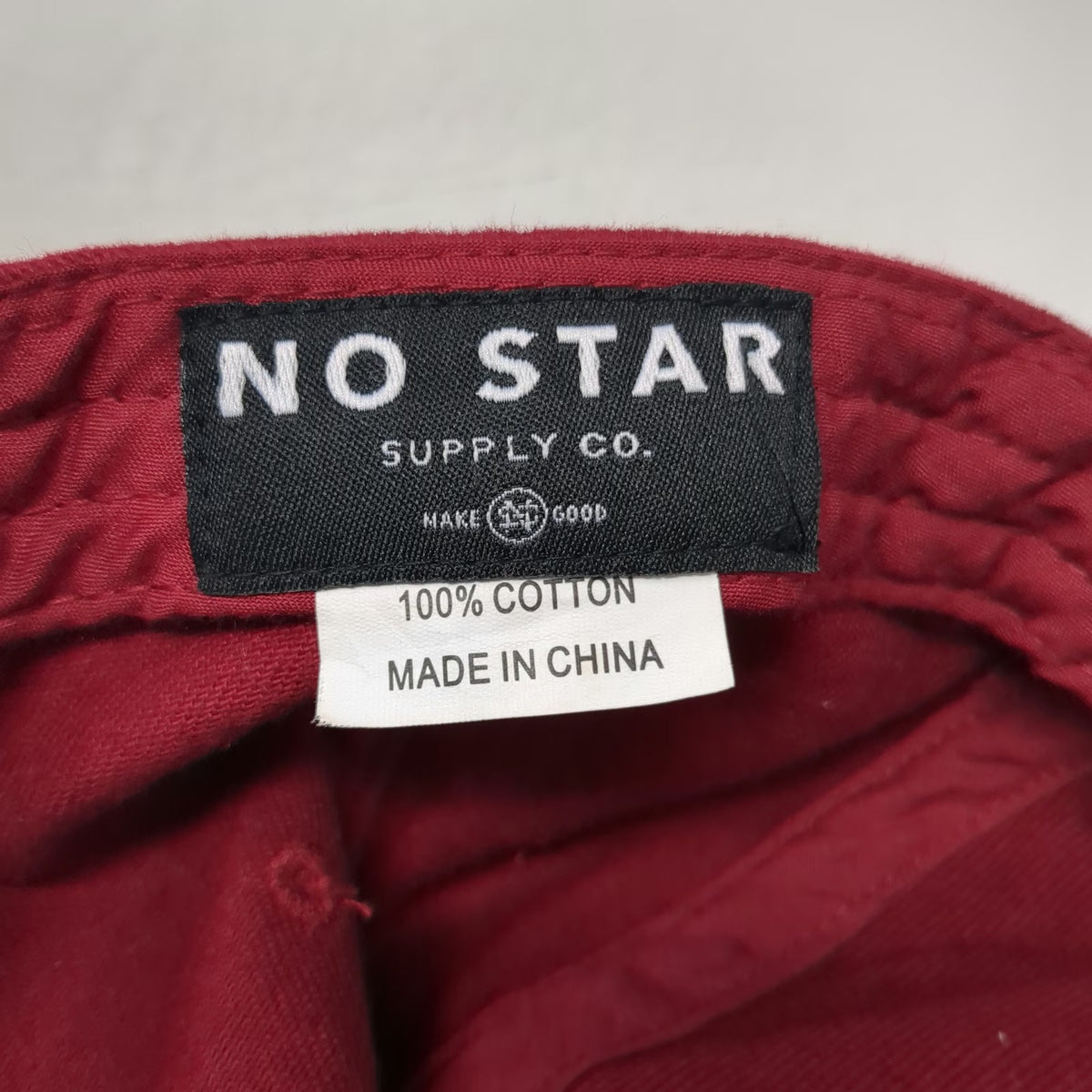No Star Supply Co 5 Panel Red Hat One Size Rope Strapback Geometric Logo Cotton