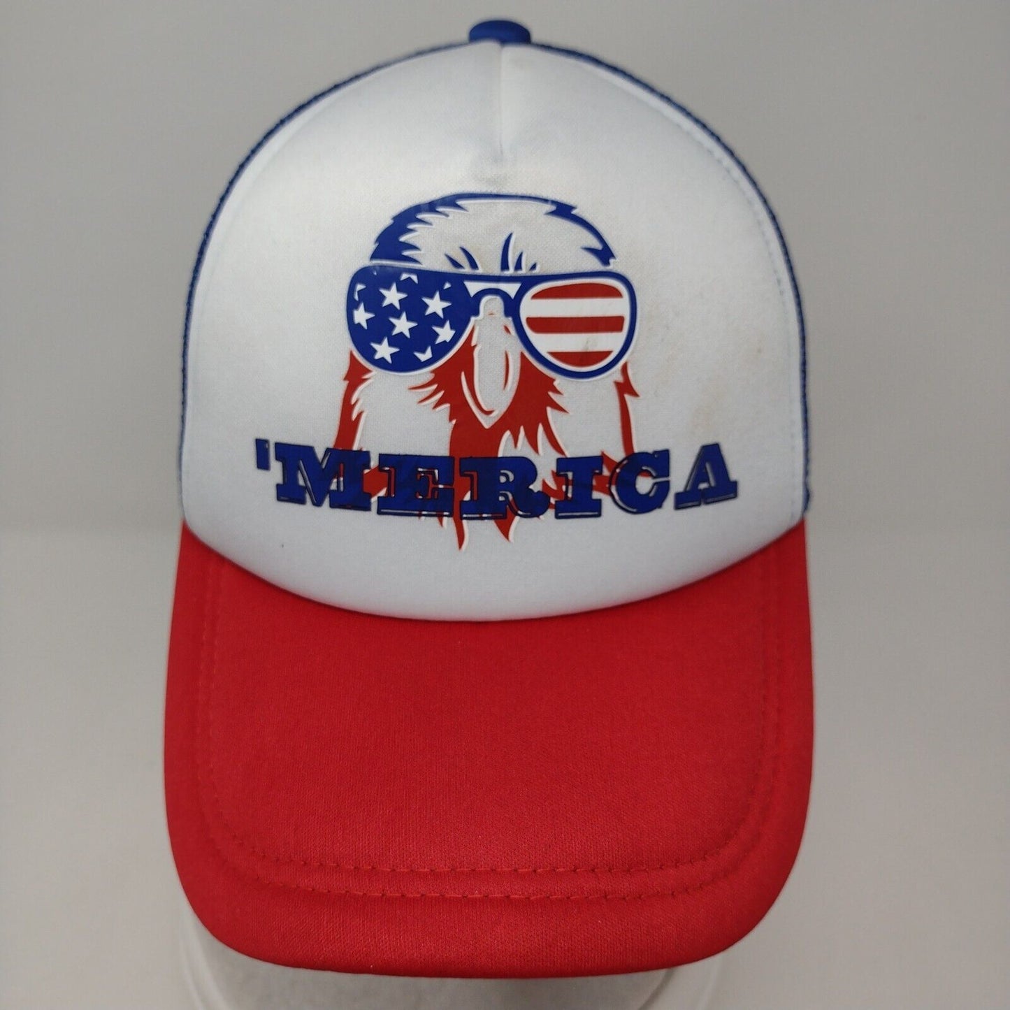 'Merica Snapback Trucker Hat Multi OSFA Mesh Back Patriotic Eagle