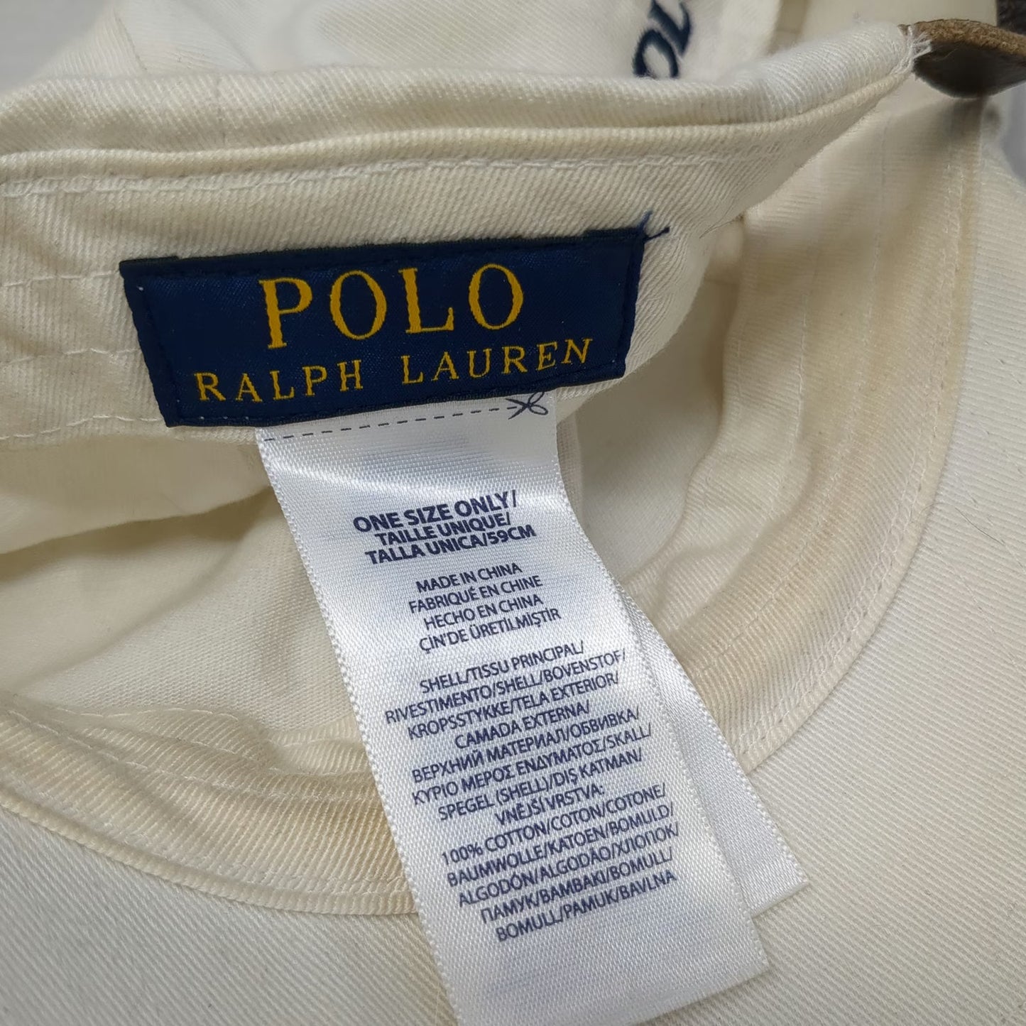Polo Ralph Lauren Baseball Cap White Blue Brown One Size Big Pony Leather Hat