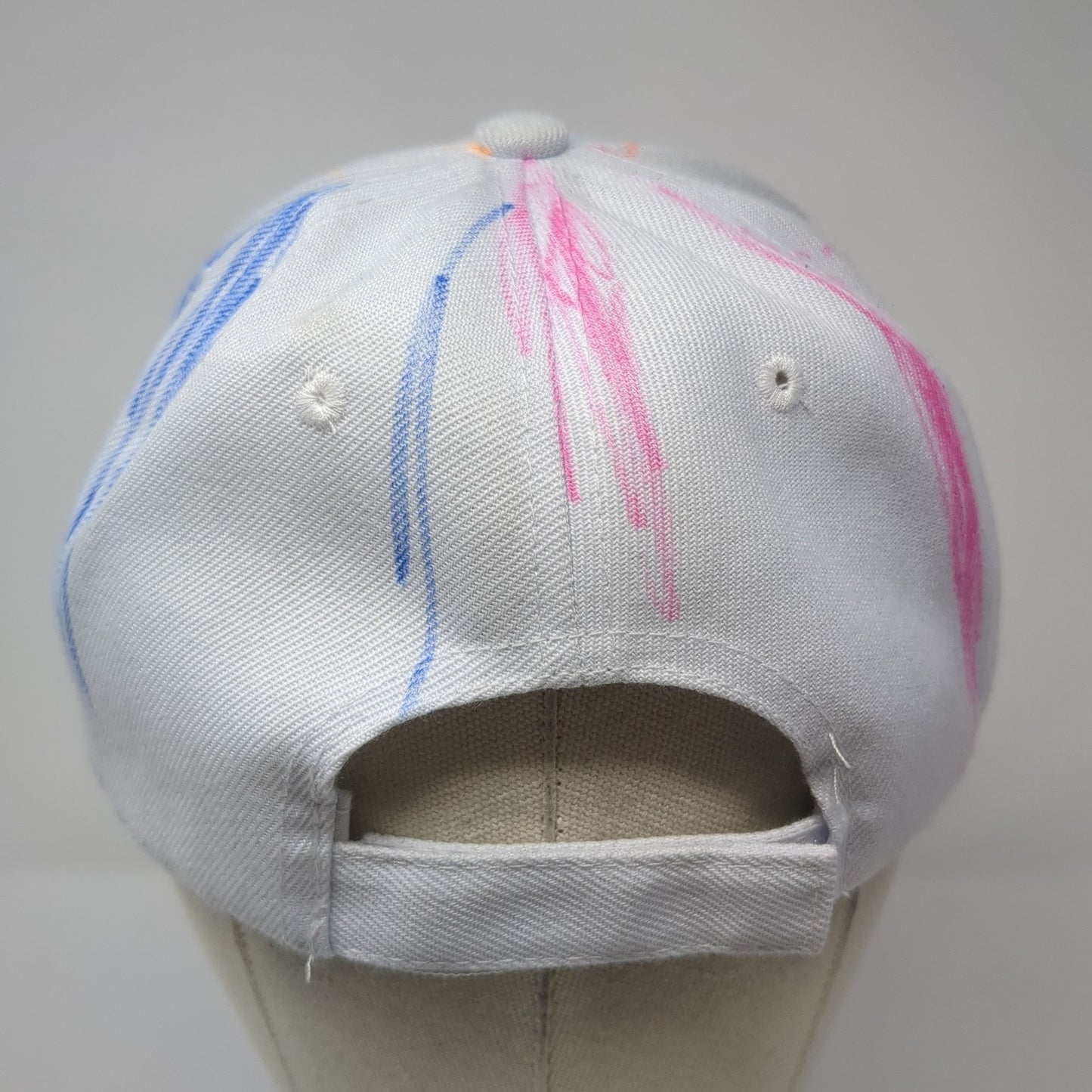 Unbranded Strapback Hat White One Size Solid Adjustable Autographed