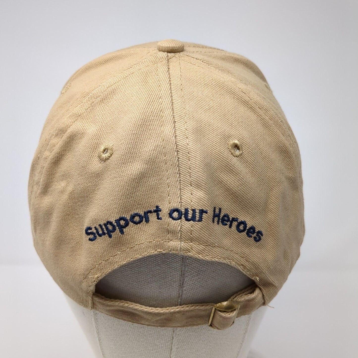 USO Support Our Heroes Slideback Hat Tan OS Adjustable Embroidered Patriotic