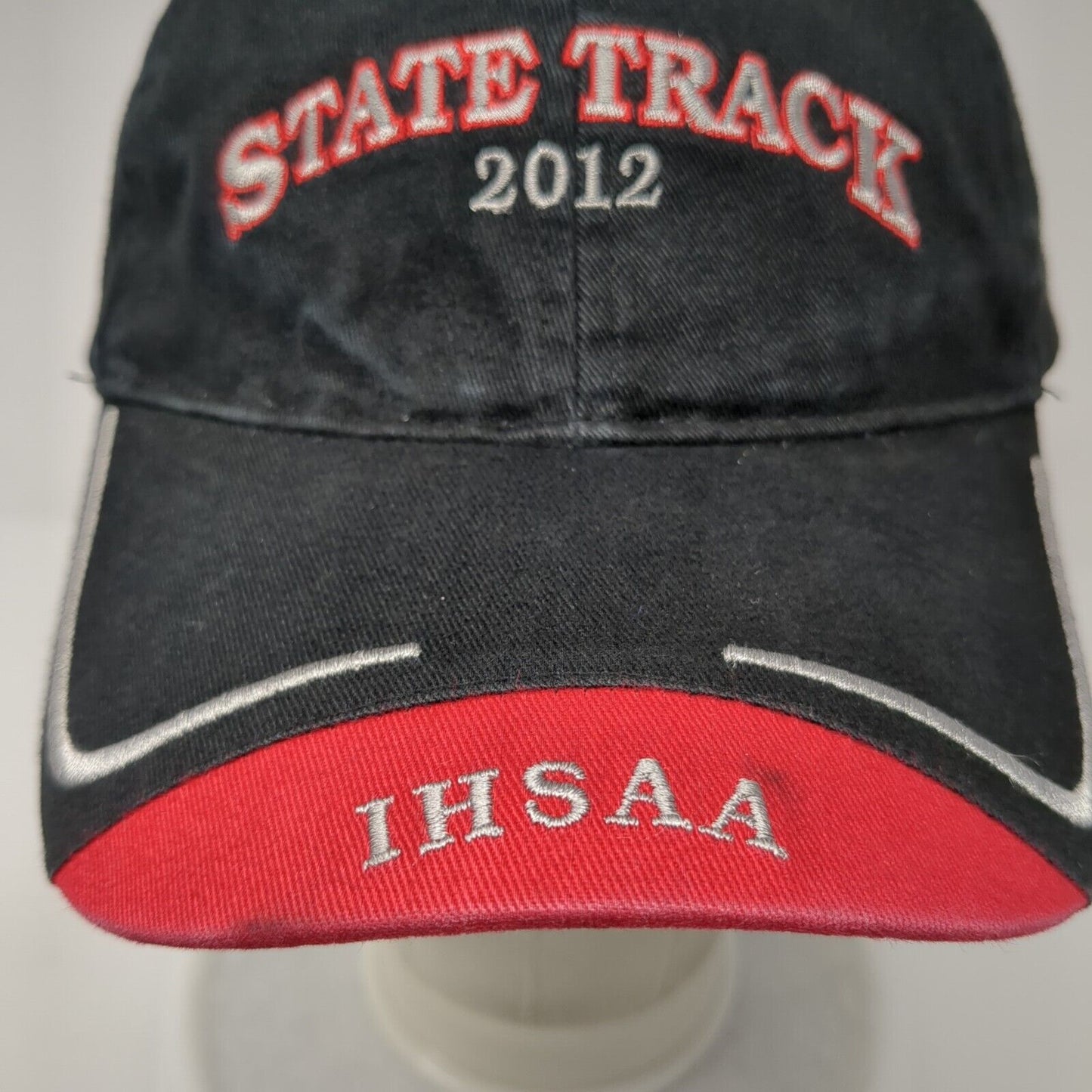 State Track 2012 IHSAA Slideback Hat Black OS Adjustable Embroidered Cotton