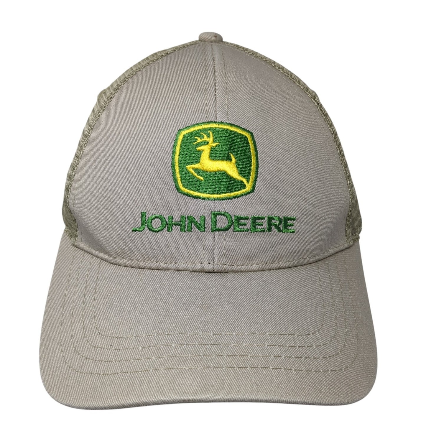 John Deere Snapback Trucker Hat Brown One Size Adjustable Mesh Back 6 Panel
