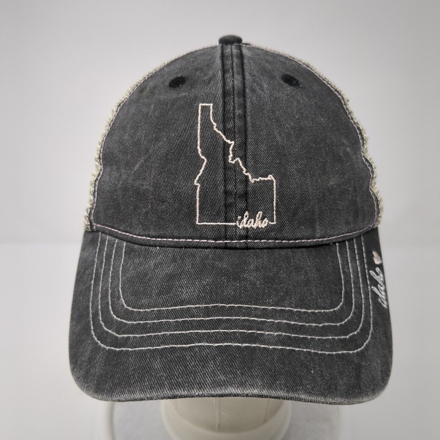 Idaho Slideback Mesh Back Trucker Hat Gray One Size Embroidered Home Free
