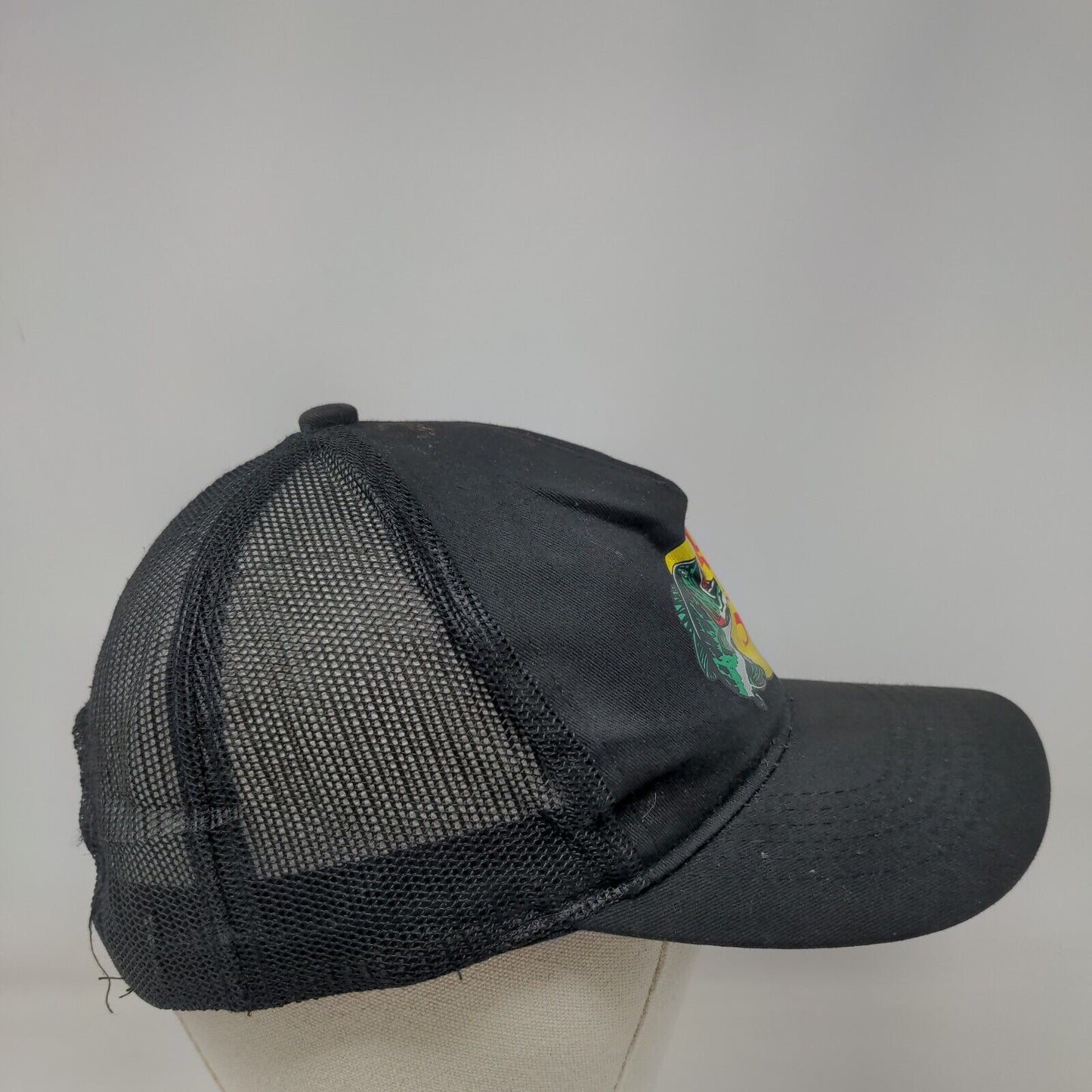 Bass Pro Shops Snapback Trucker Hat Black OSFM Adjustable Mesh Back Gone Fishing