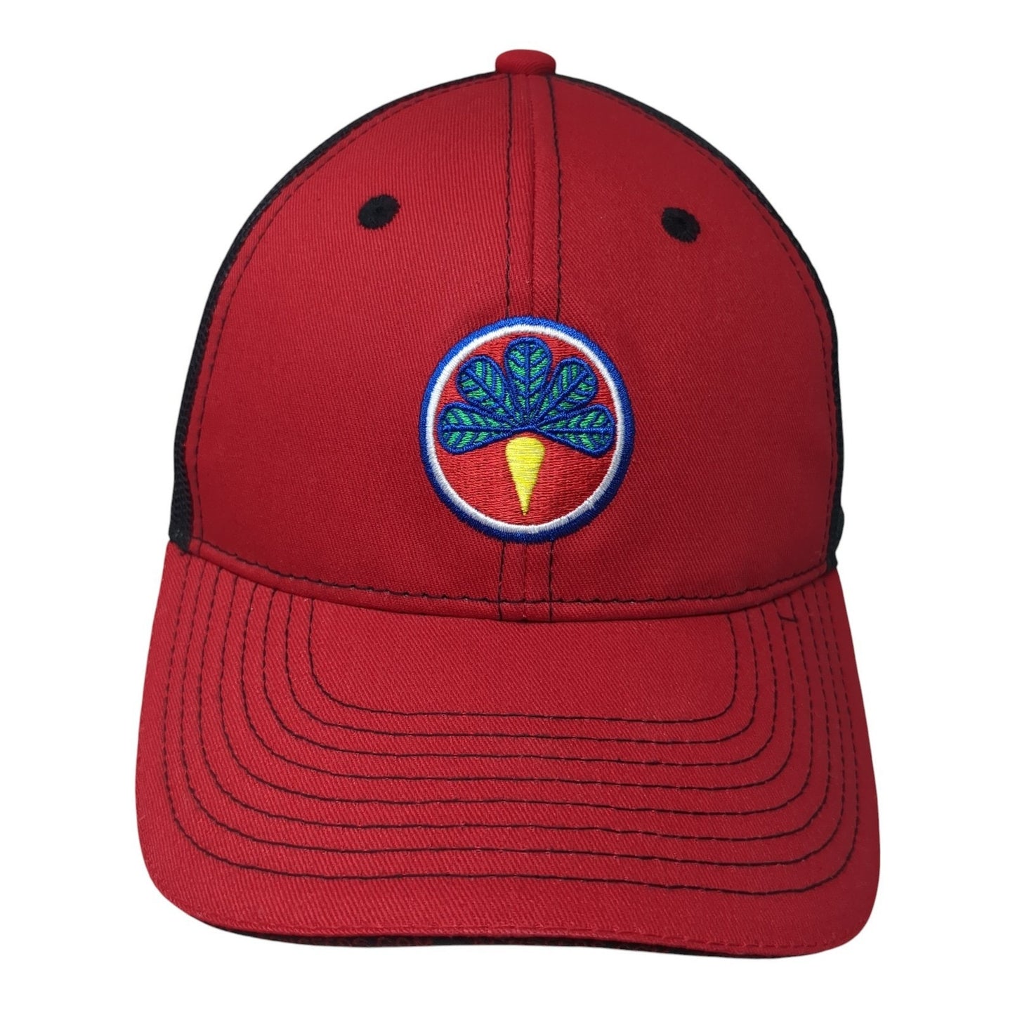 ACH Seeds Logo Strapback Trucker Hat Red One Size Mesh Back Embroidered