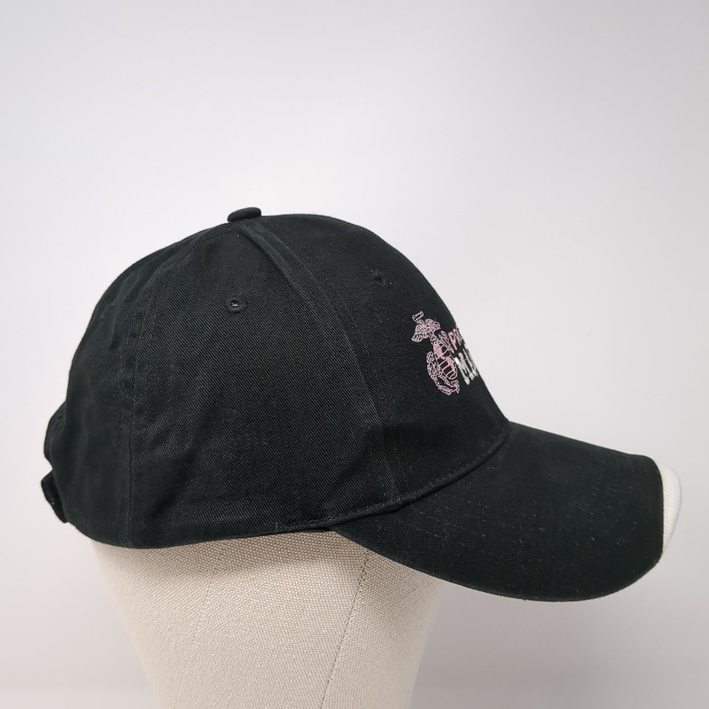 Proud Marine Mom Strapback Hat Black One Size Adjustable Embroidered