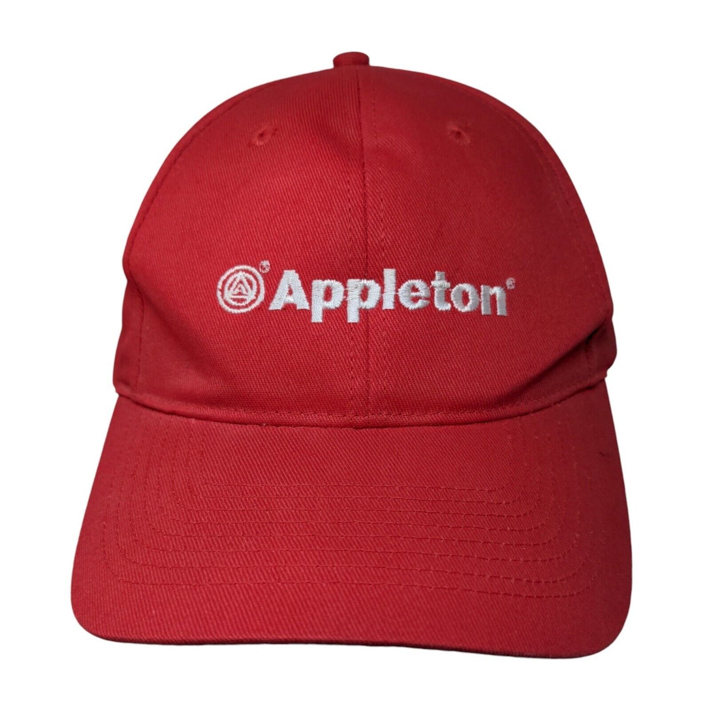 Appleton Strapback Hat Red OSFA Adjustable Embroidered Vented Holes 6 Panel KC