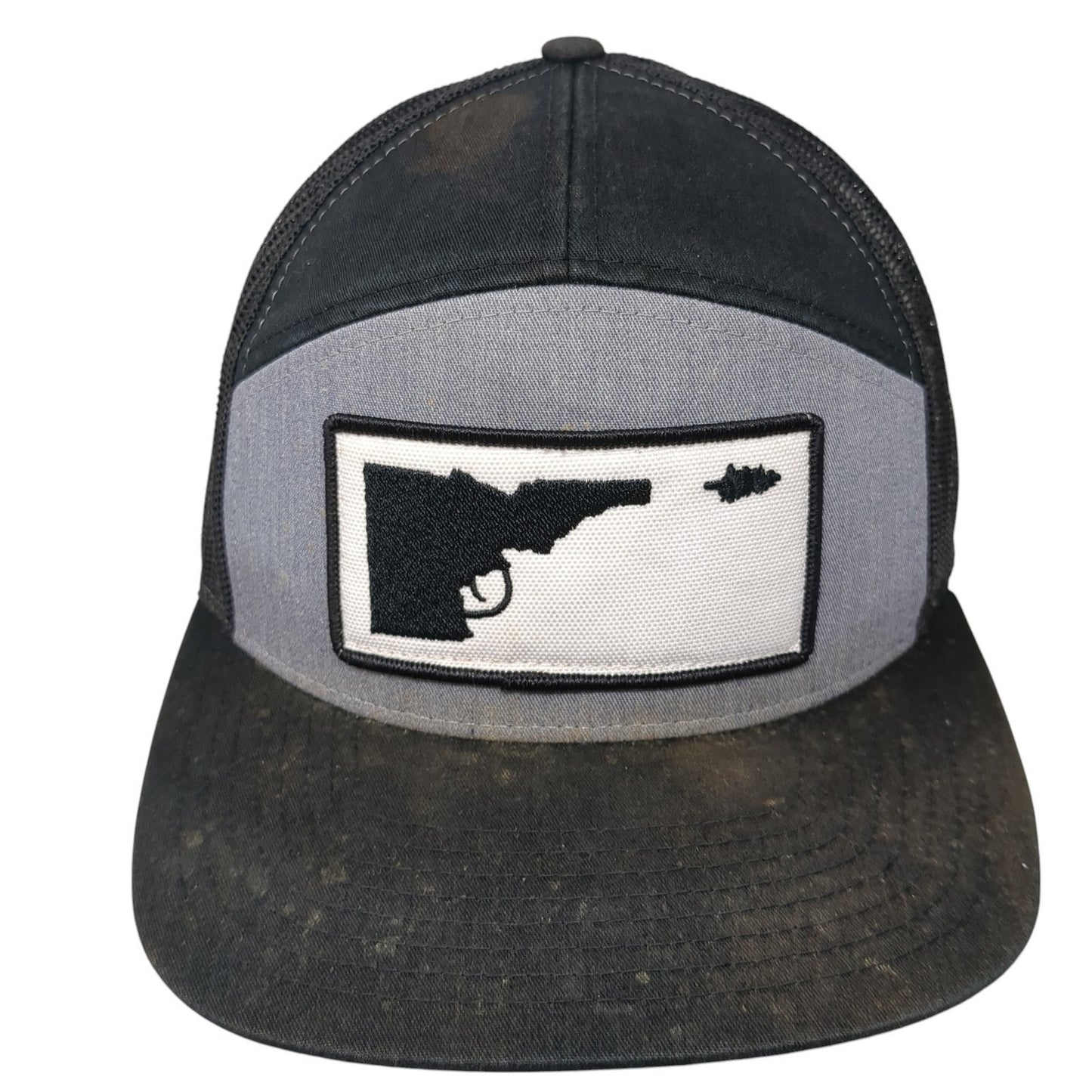 Idaho Gun Strapback Trucker Hat Black One Size Mesh Back Richardson