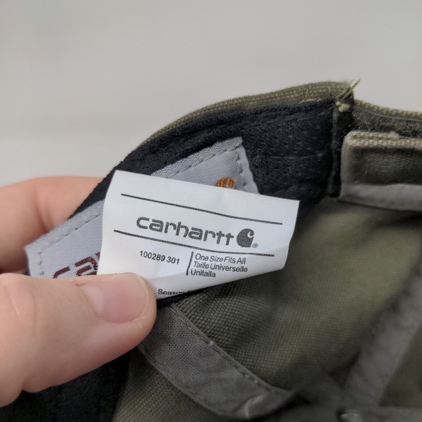 Carhartt Strapback Hat Green OSFA Adjustable Patch Logo Vented Holes 6 Panel