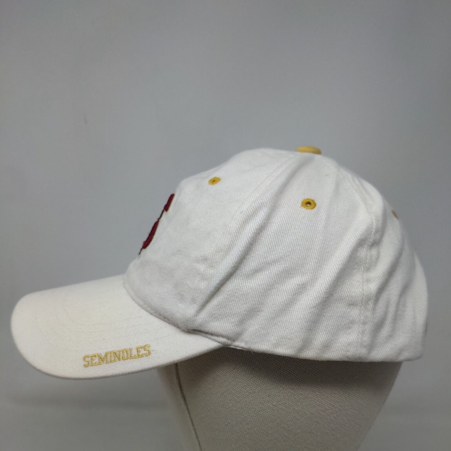 Headmaster Men's Strapback Hat White OSFA Embroidered Florida State Seminoles