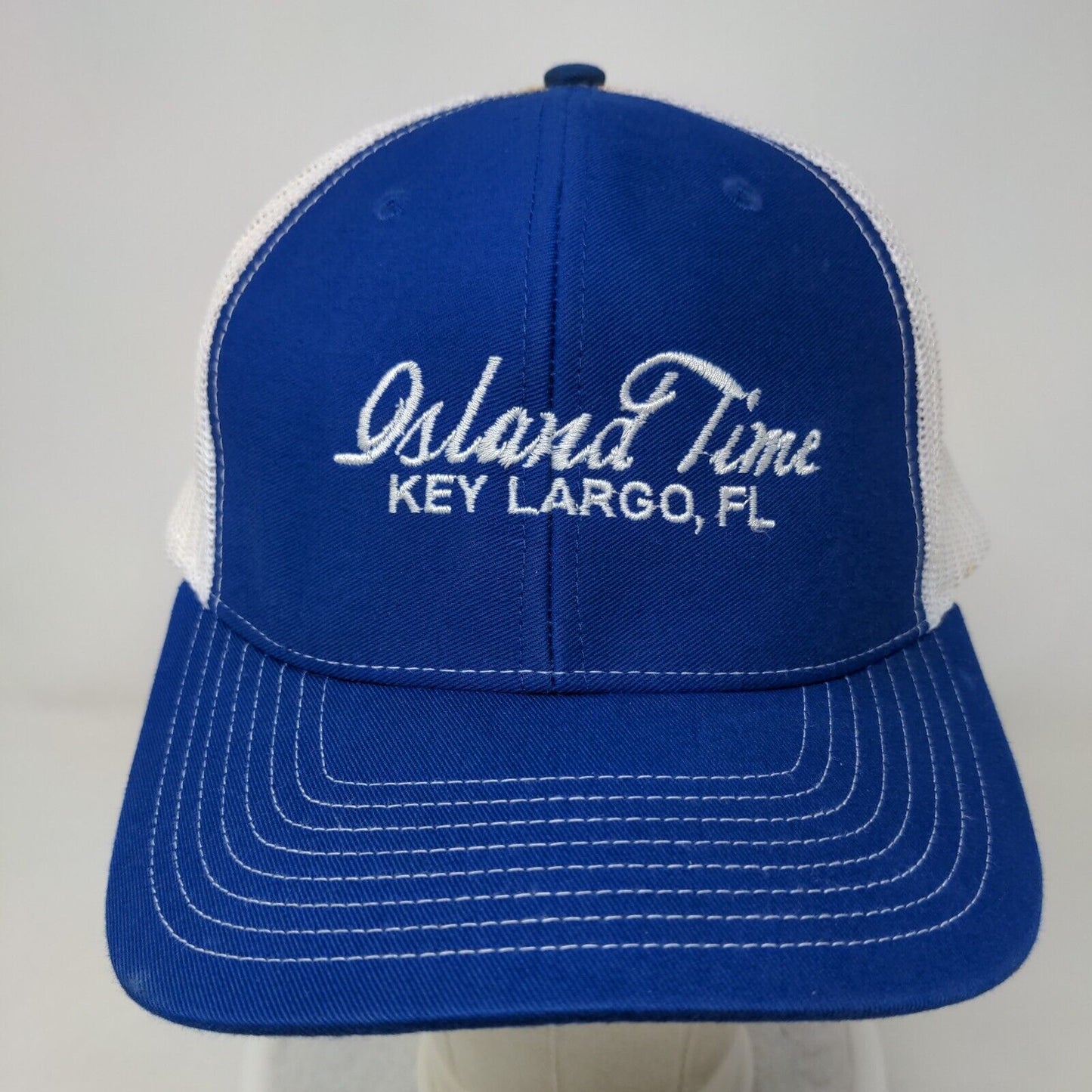 Island Time Key Largo FL Snapback Mesh Back Trucker Hat Blue One Size